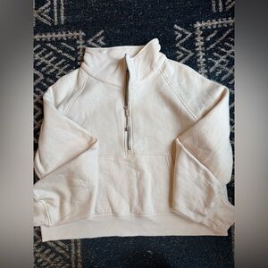 Cream Quarter-Zip Scuba Style Pullover